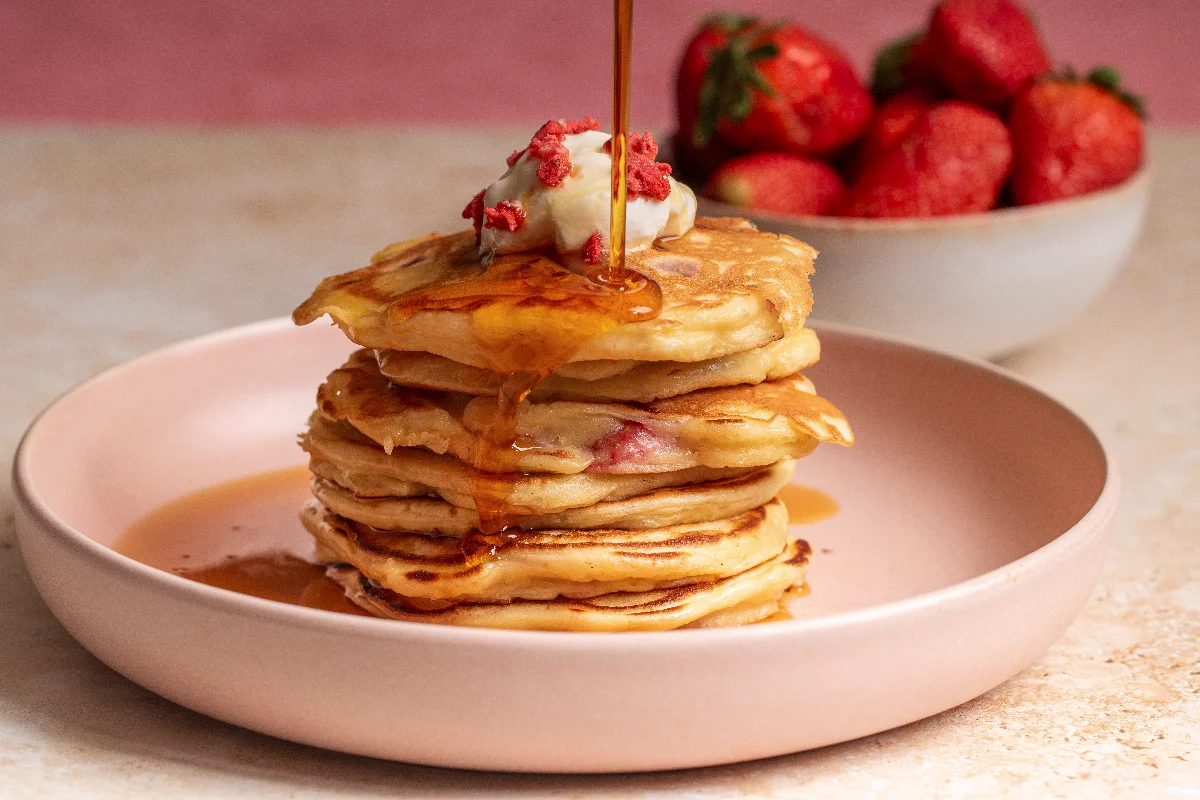 Gesunde Erdbeer Pancakes