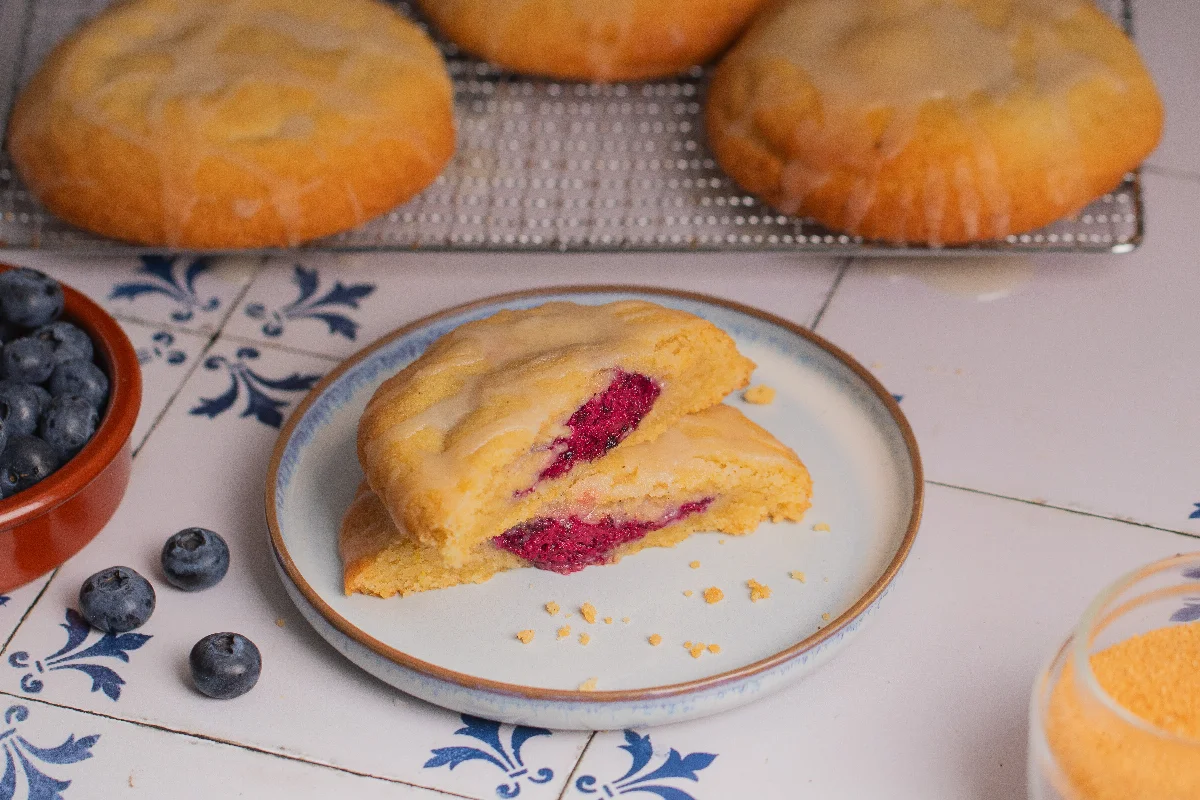 Blaubeer Cheesecake Cookies