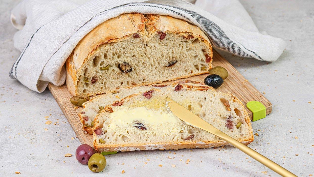 5-Zutaten "kein Aufwand" Olivenbrot