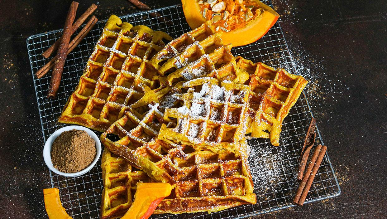 Cheesecake-Kürbis-Waffeln