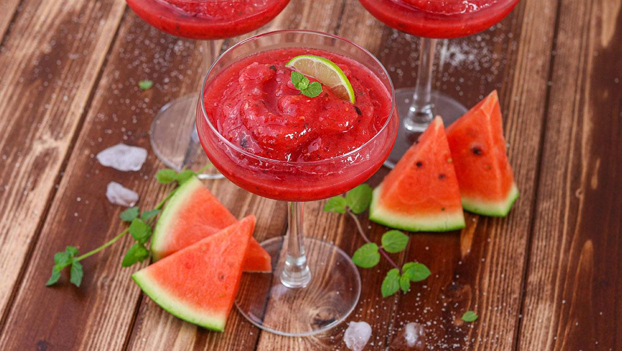 Wassermelonen-Himbeer-Minz Slush