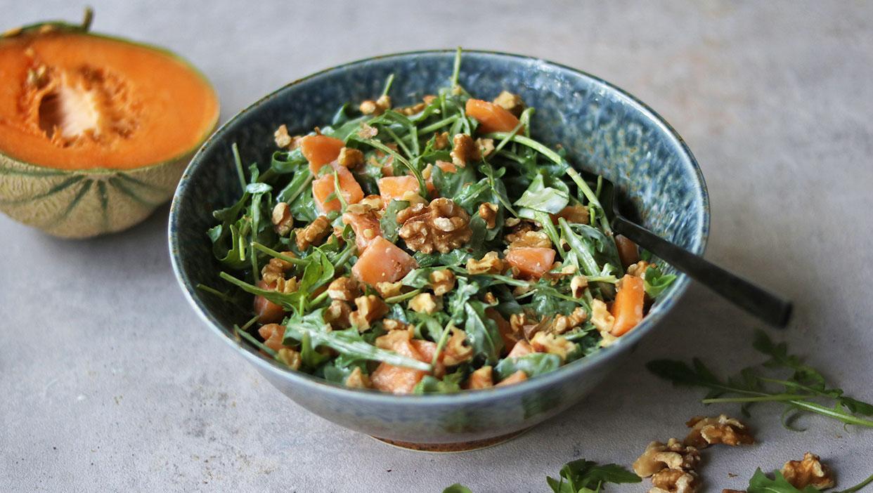 Einfacher Melonen-Rucola Sommersalat