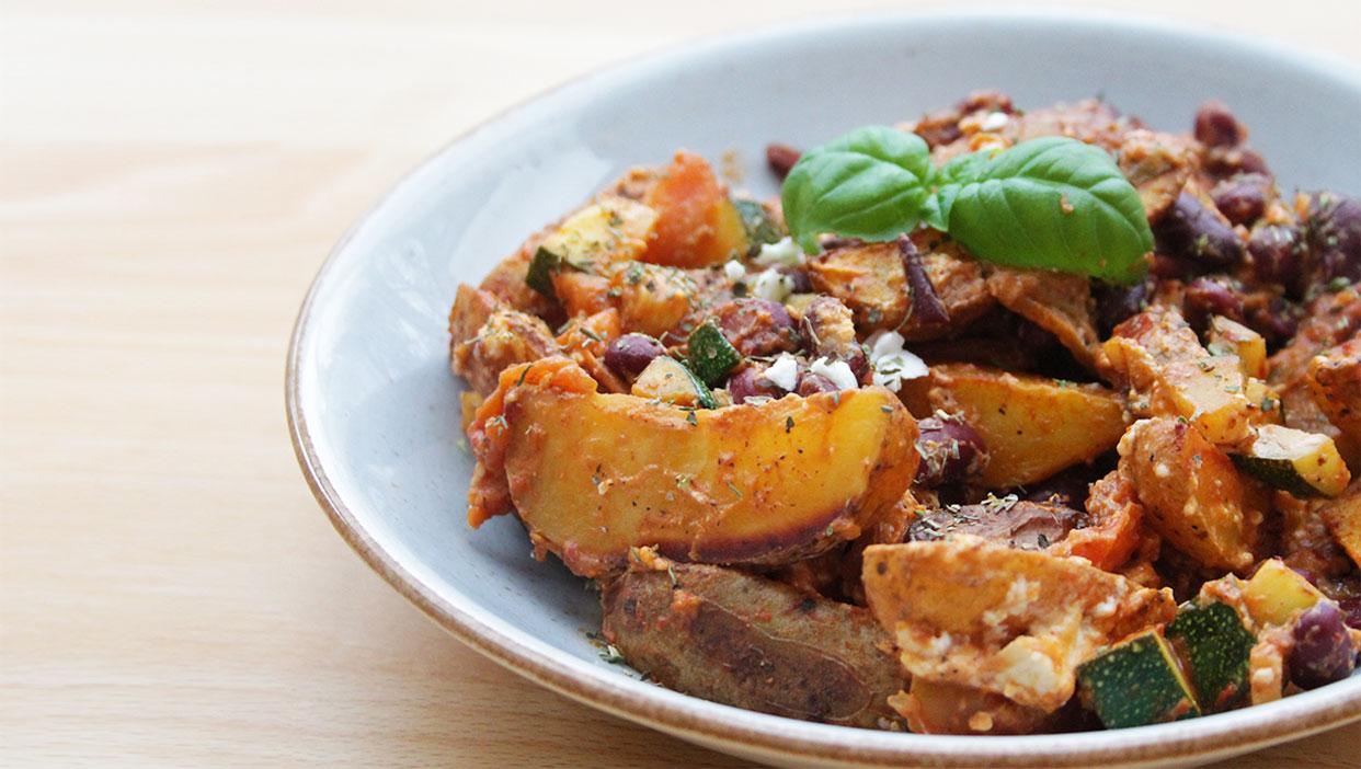Mediterrane Kartoffel-Feta-Pfanne