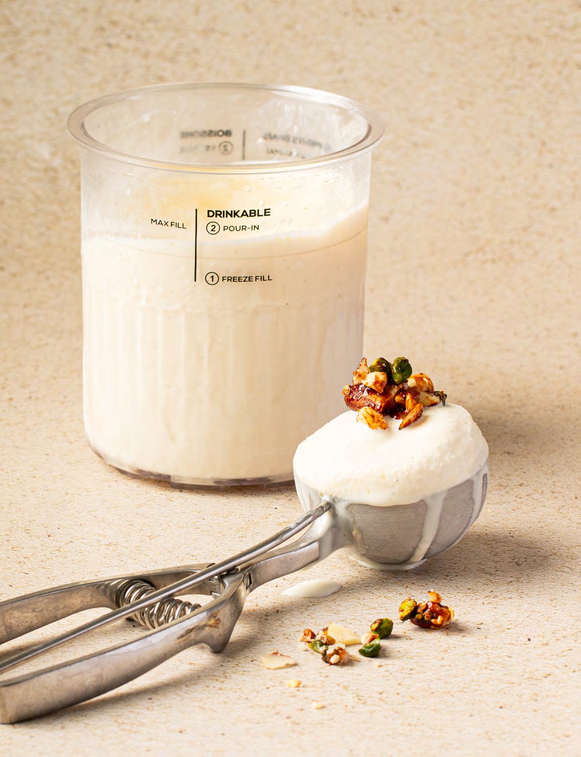 Ricotta Eis mit kandierten Nüssen