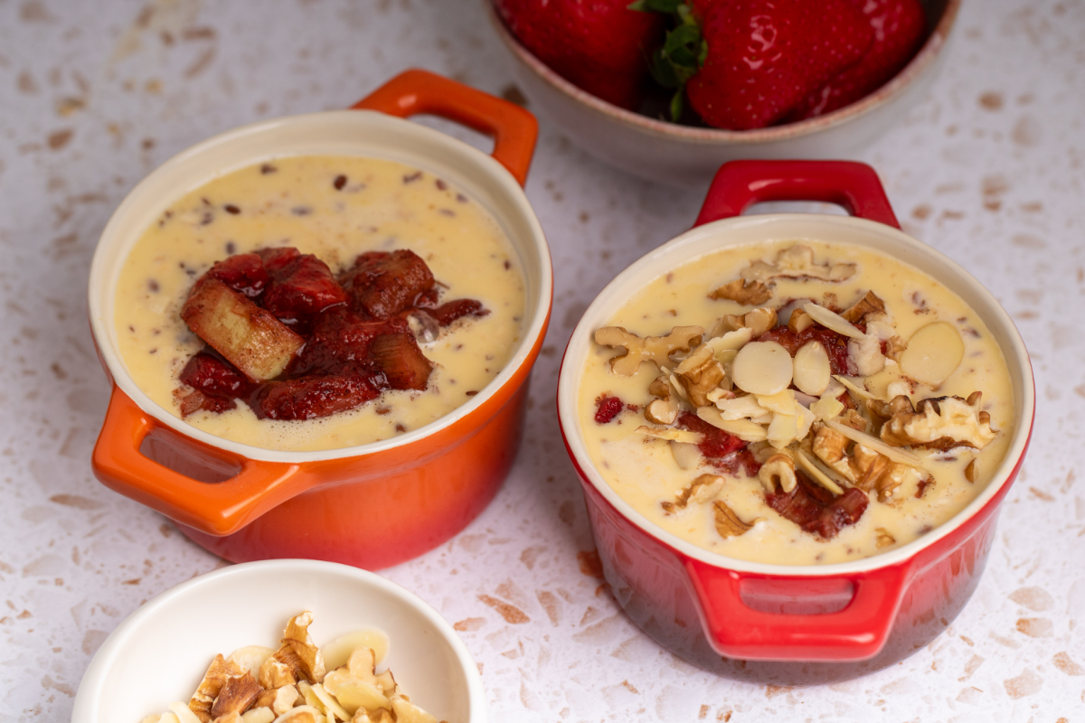 Gebackene Haferflocken mit Erdbeeren und Rhabarber - Schritt 3