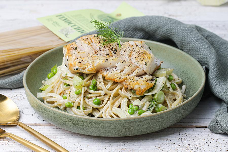 Linguine mit Fenchel und Skrei auf Noilly Prat Rahm - Schritt 7