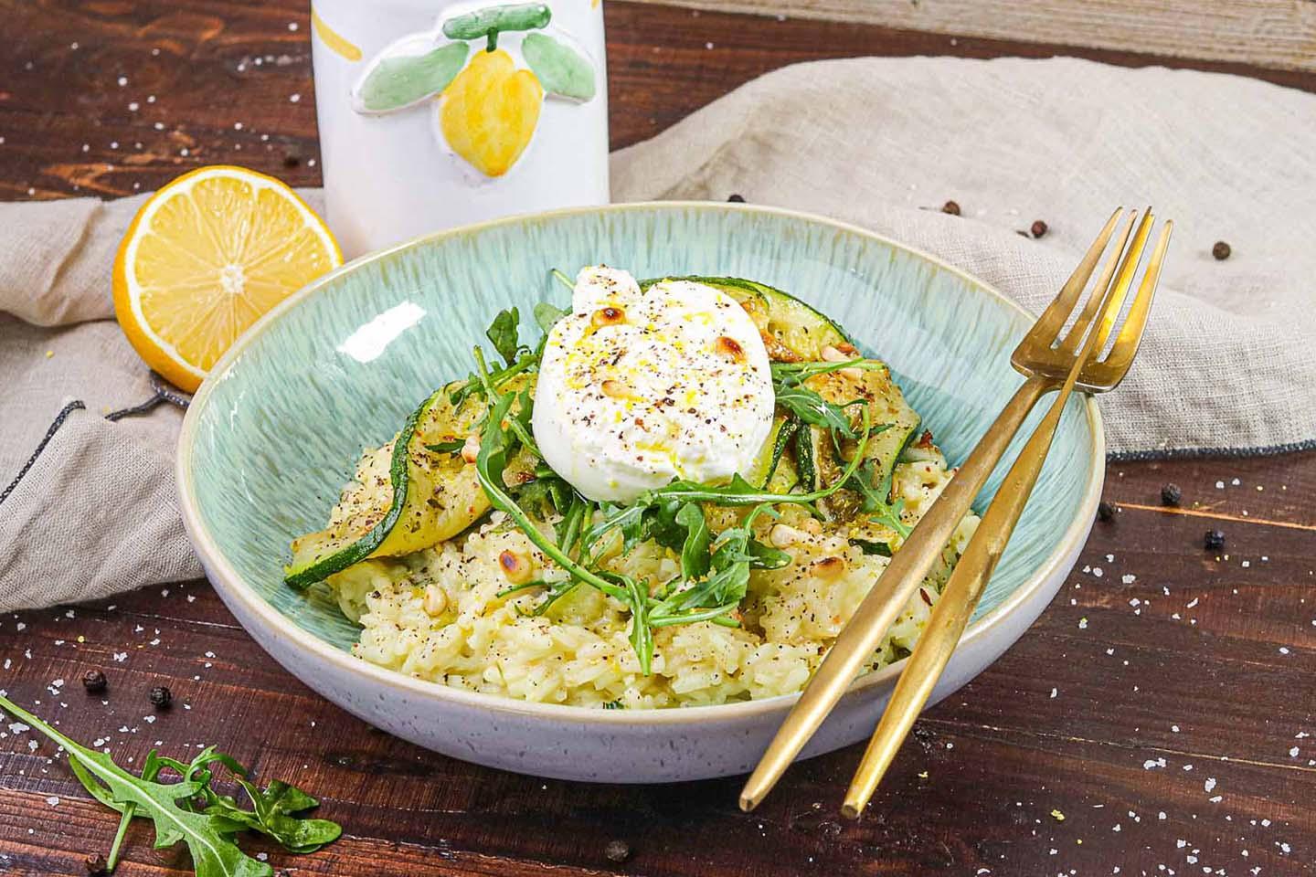 Zitronen-Risotto mit Zucchini, Rucola und Burrata - Schritt 8