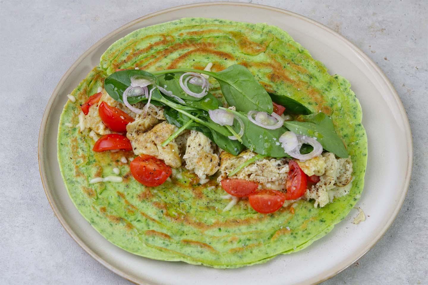 Grüne gefüllte Protein Crêpes - Schritt 5