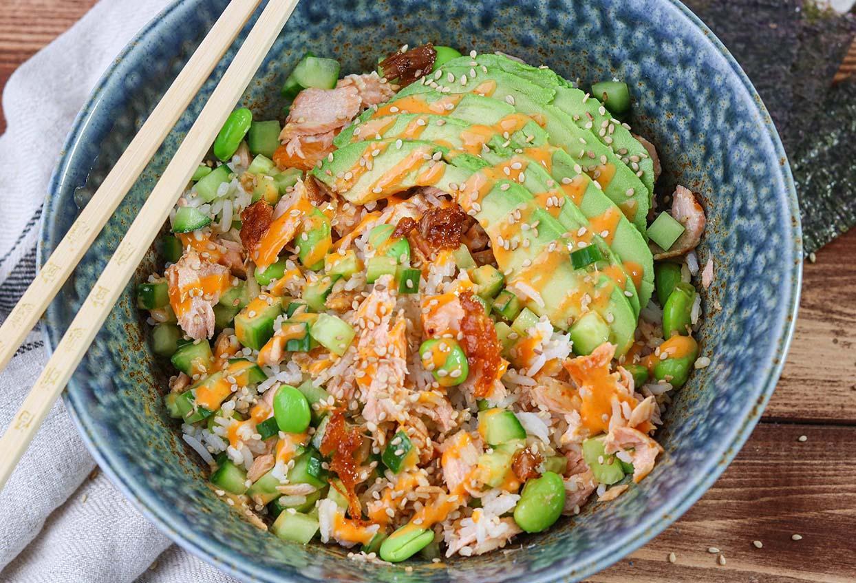 Schnelle Sushi-Lachs-Bowl - Schritt 6