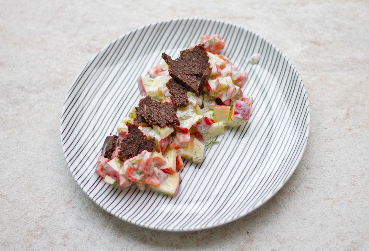 Lachs-Apfel-Abendbrot mit einfachen Joghurt-Dill-Dressing - Schritt 4