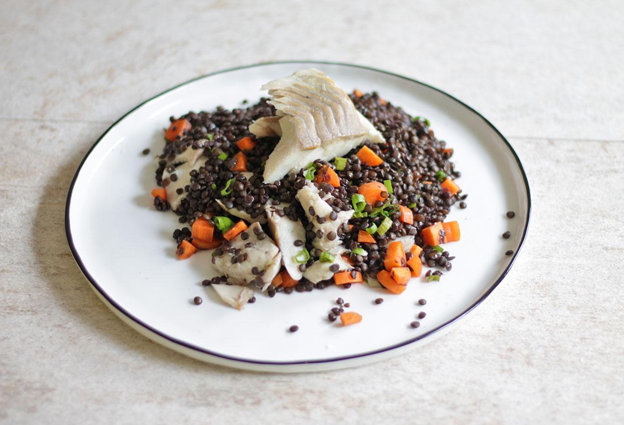Balsamico Belugalinsen mit Seelachsfilet - Schritt 5