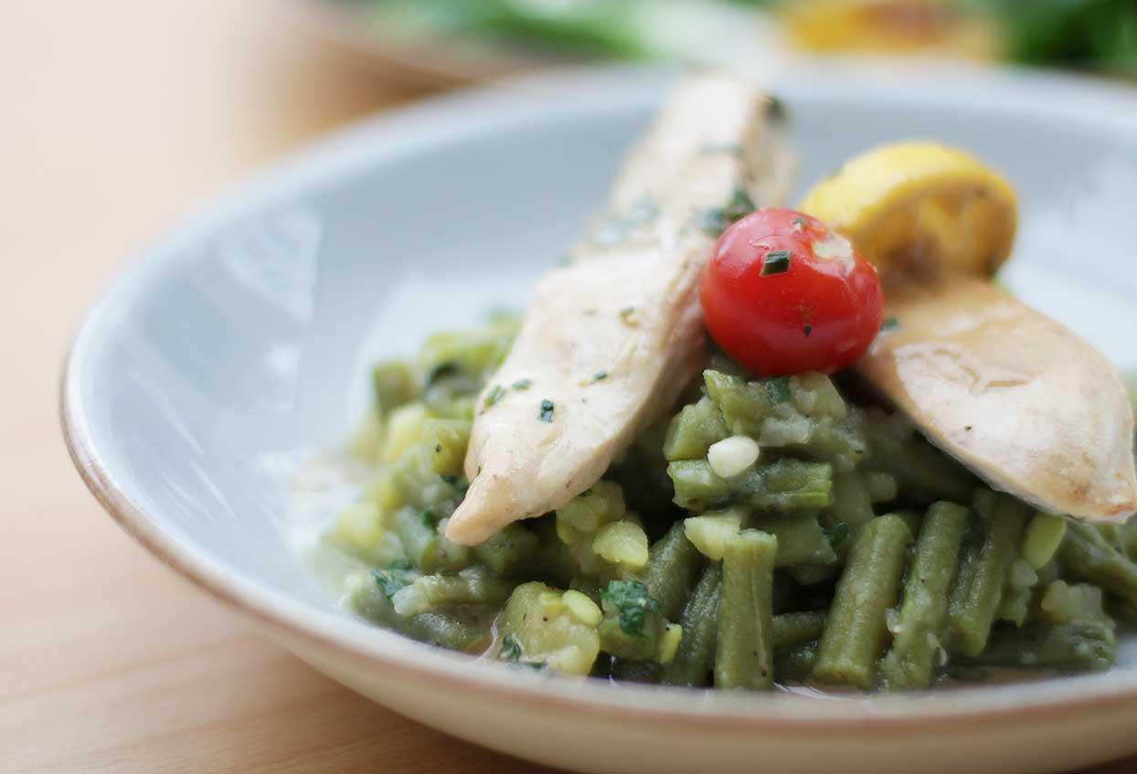 Mediterranes Maishühnchen auf Kartoffel-Bohnen-Eintopf - Schritt 5