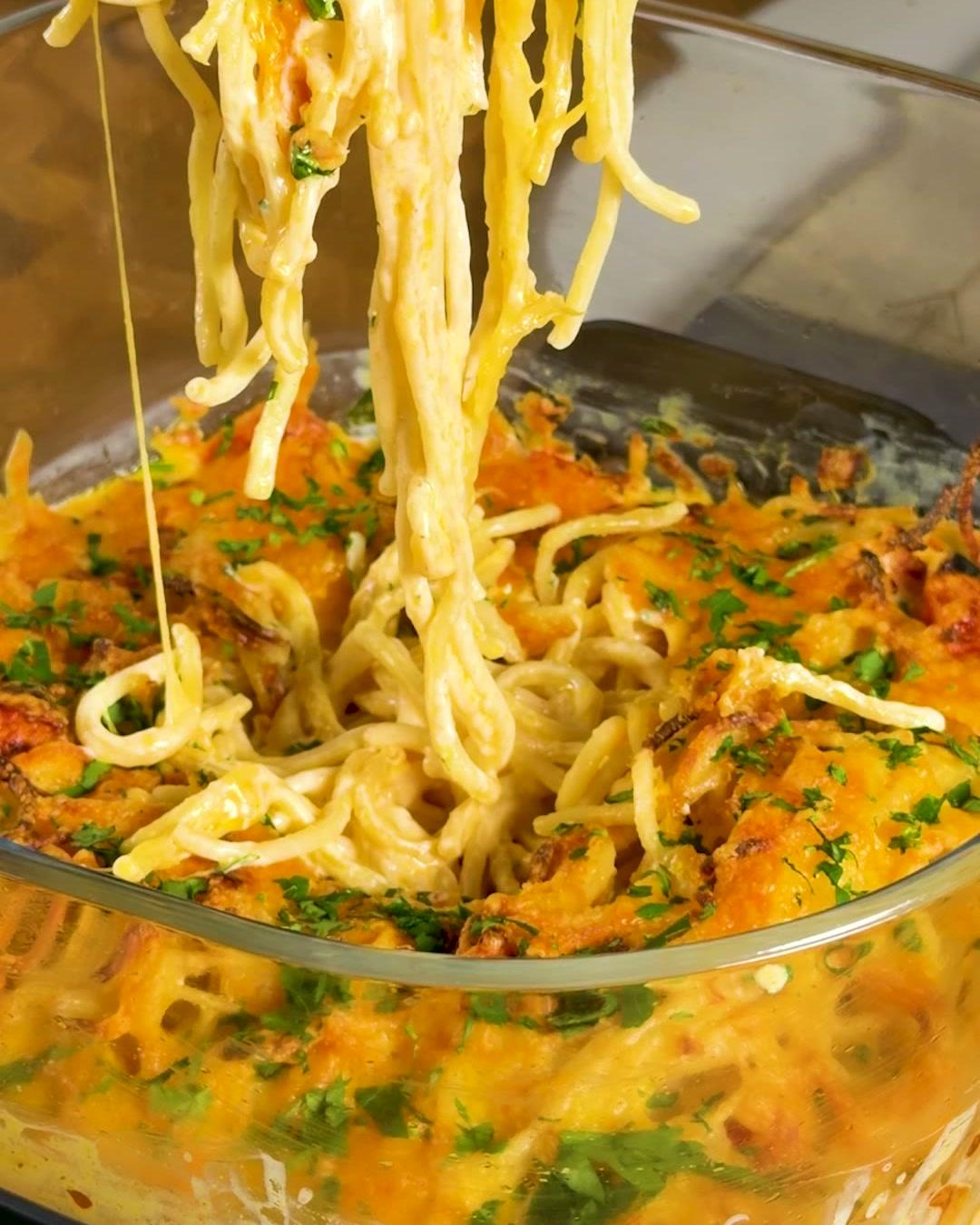 Spaghetti-Hähnchen Auflauf